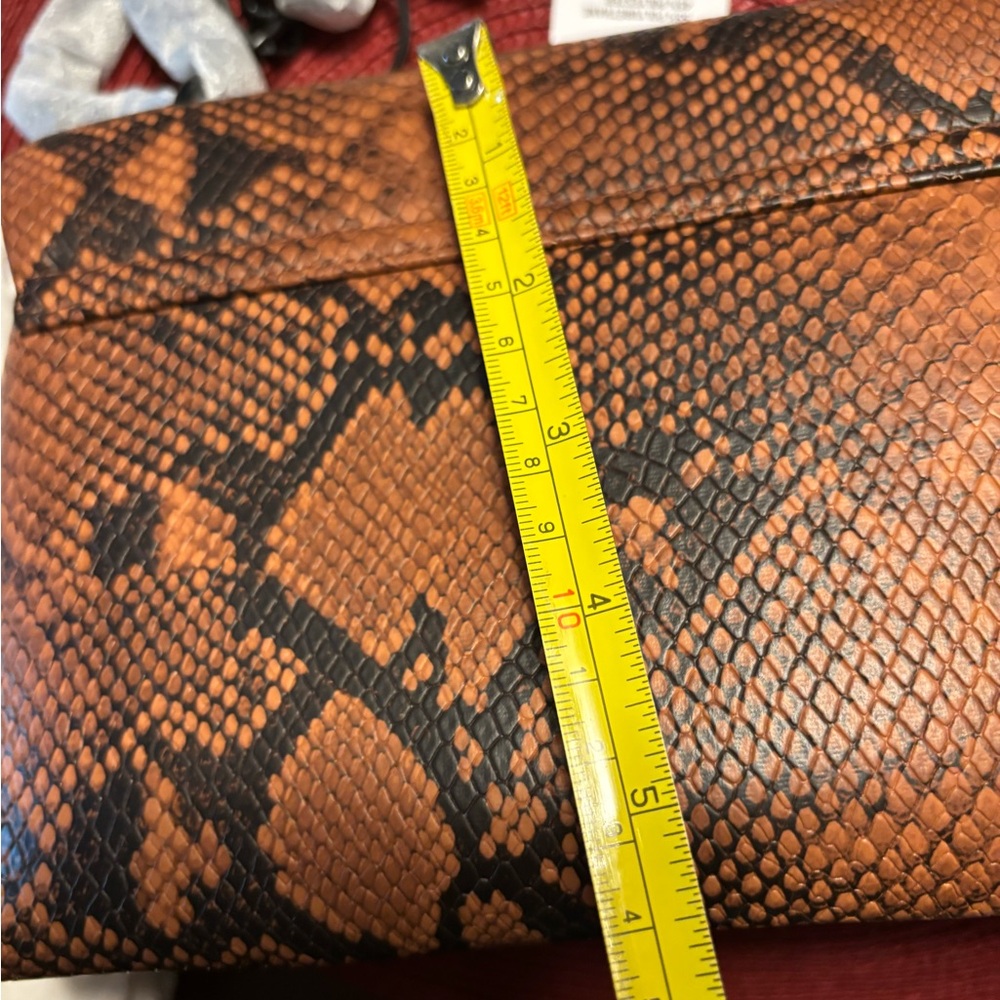 NWT NICOLE MILLER REPTILE SNAKESKIN FAUX LEATHER WITH BLACK METAL STRAP - Picture 6 of 8